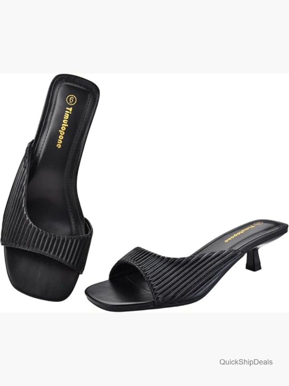 Women's Kitten Heel Dressy Open Toe Slide Sandals 2 Inch Low Heel PU
